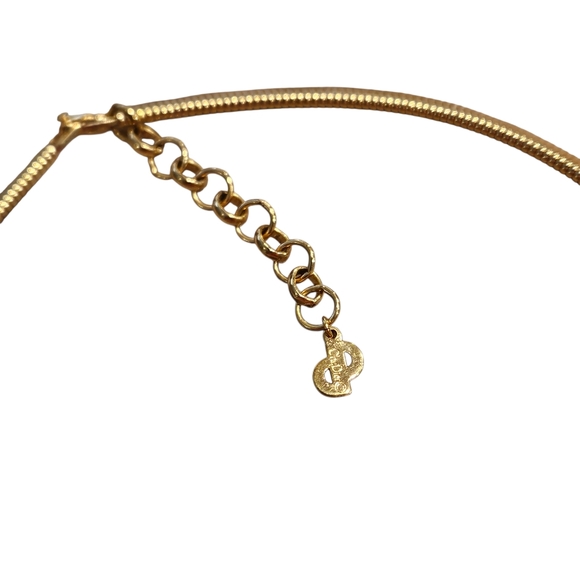 Dior Choker Necklace Vintage 80s Dior Chunky Gold Tone Blue Faux Stone - Picture 6 of 16